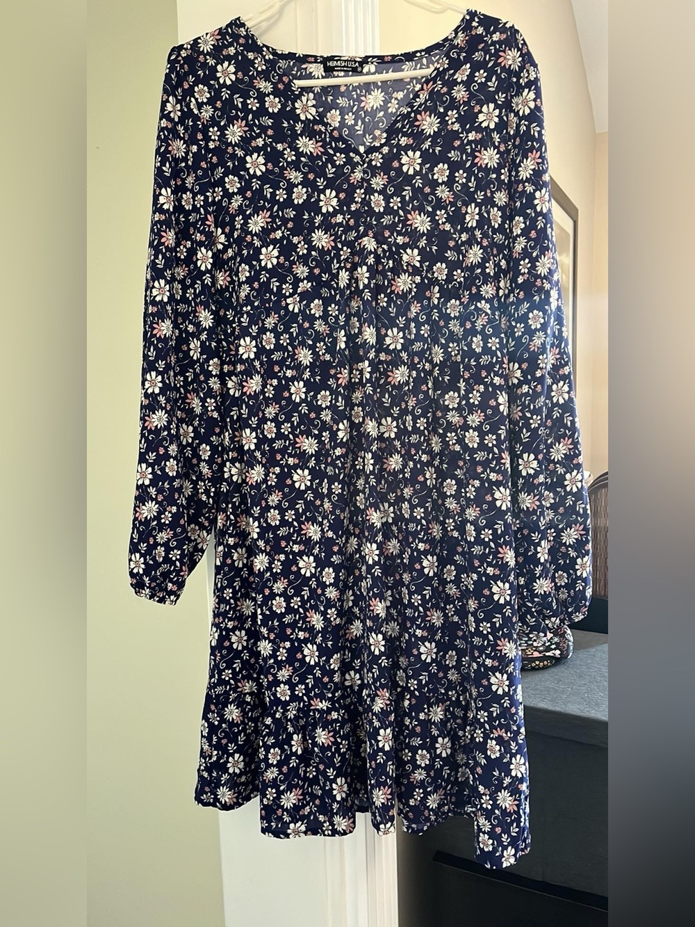 HEIMISH USA Navy Dress with Pink & White Daisy Print